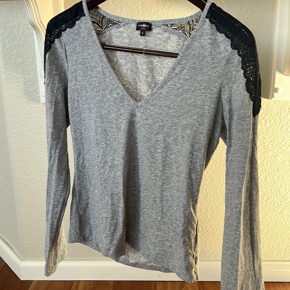 Cosabella pajama top with lace shoulders